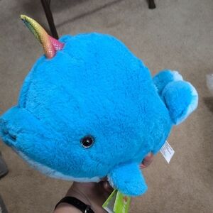 Narwhal Whale Plush With Rainbow Horn